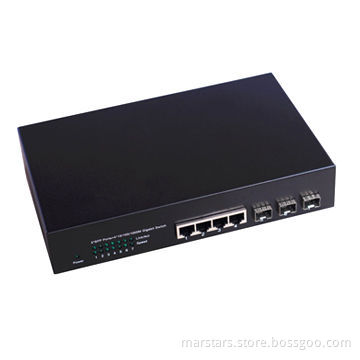 4 Ports Gigabit + 3 SFP Slot Web Management Fiber Switch